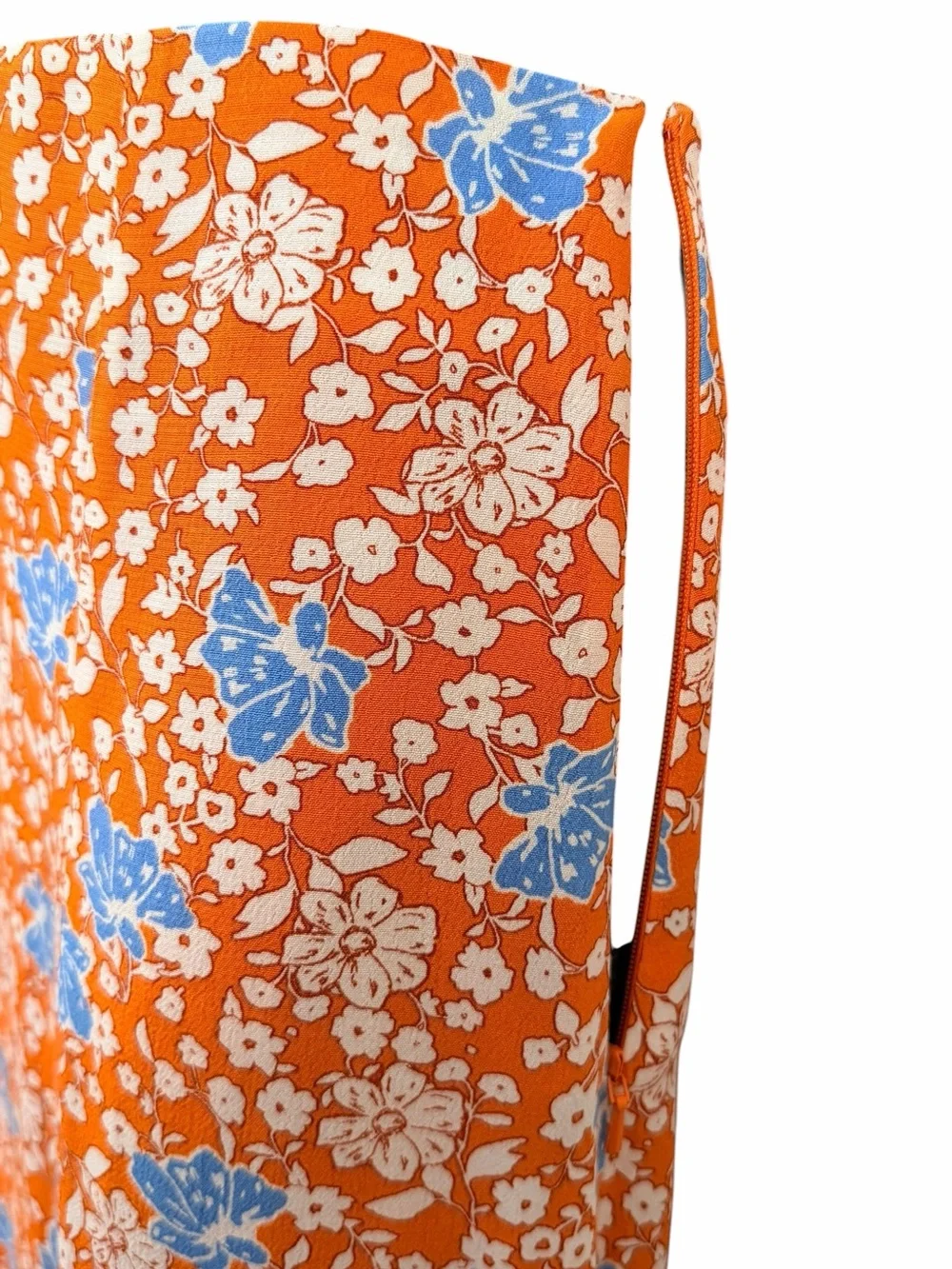 Maeve Anthropologie Lille Orange Blue Floral Side Slit Midi Skirt Size 4